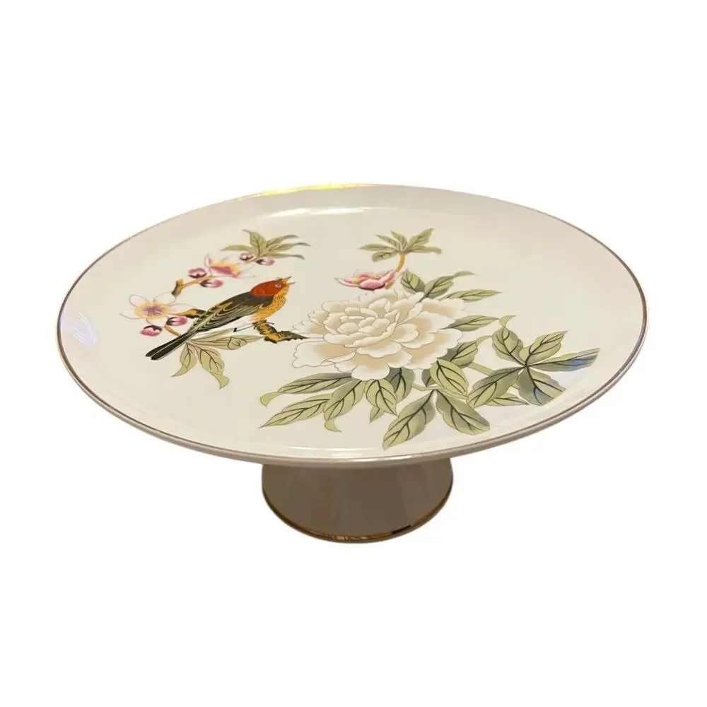 RARE VINTAGE SHAFFORD JAPAN CAKE STAND Chinese Garden Bird FAST SHIPPING 3040-35